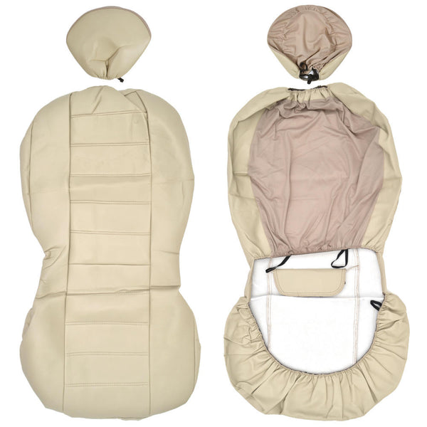Beige Synthetic Leather Seat Covers Complete Set - Premium Leatherette