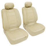 Beige Synthetic Leather Seat Covers Complete Set - Premium Leatherette
